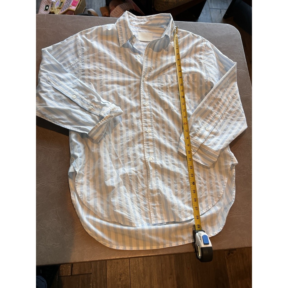 Citizens Of Humanity Women's Button Up Shirt Medium Blue And White Striped - Picture 2 of 10